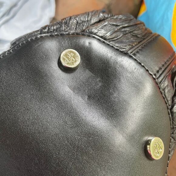 DONALD J PLINER Pleated Textured Black LEATHER HOBO Shoulder Bag - Picture 10 of 10